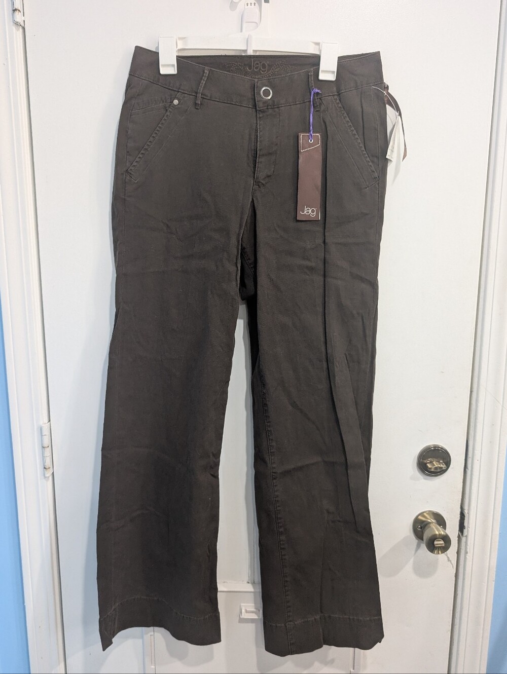 New JAG Jeans Women's Louisa Trouser Fit Relaxed Leg Pants Dark Truffle Size 12